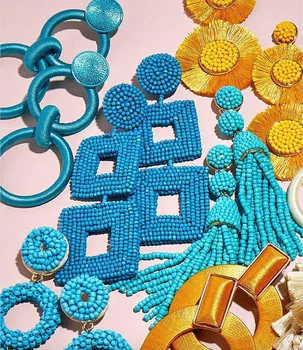

Girlgo Boho 2019 Handmade Beads Fringed Drop Earrings For Women Ethnic Blue Dangle Tassel Statement Earrings Jewelry Party Gifts
