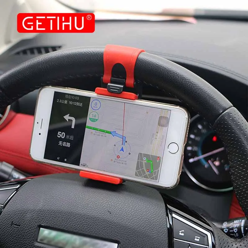 

GETIHU Universal Steering Clip Car Phone Holder Mini Mount Holder for iPhone XS MAX Samsung Mobile Phone In Car Holder Stand GPS