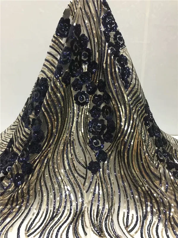 

5 yards/piece Sewing Lace African Lace Fabric DIY Women Evening Dress Sequin bling Tulle Lace Designs Women Bride Party Dresses