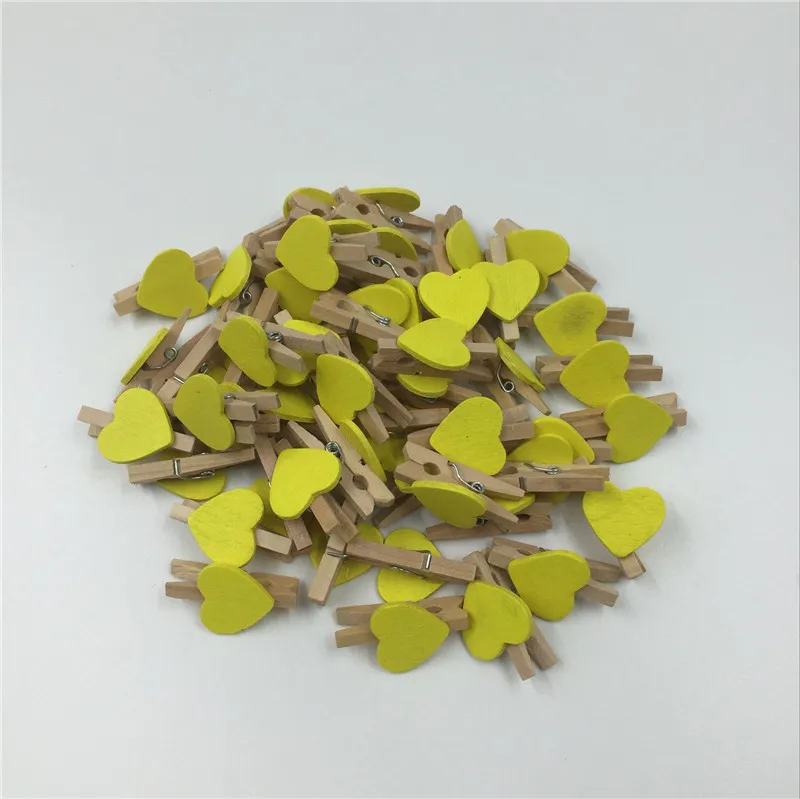 50 unids mini Corazón de amor de madera clothespin pinza de madera clothespin Bois artesanía Clips DIY ropa de papel de foto PEG clothespin