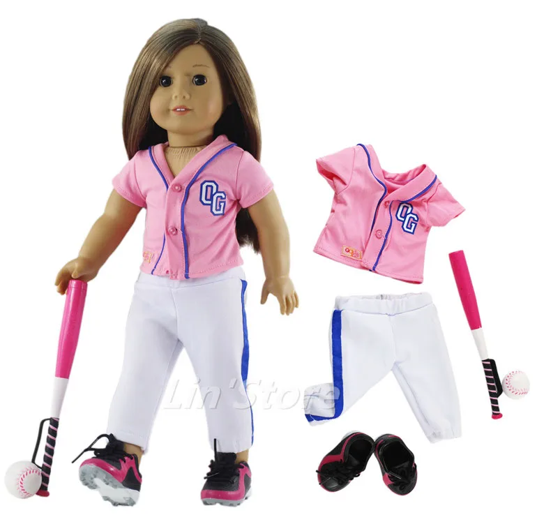 5in1 Set Doll Clothes Baseball Outfit Clothes+shoes+baseball bar