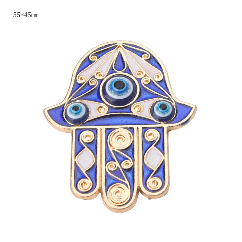 

1pc Alloy Fatima Hand Charms Evil Eye Fridge Stickers Pendant Magnet Crafts Bohemia Jewelry Findings 55*45mm Pendant