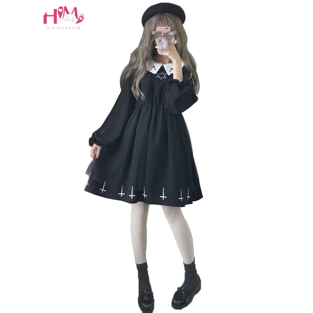 Comprare Moda di Strada Harajuku Croce Cosplay Vestito Femminile Giapponese Sorella Morbido Stile Gotico Star Tulle Vestito Lolita Carino Ragazza Abiti