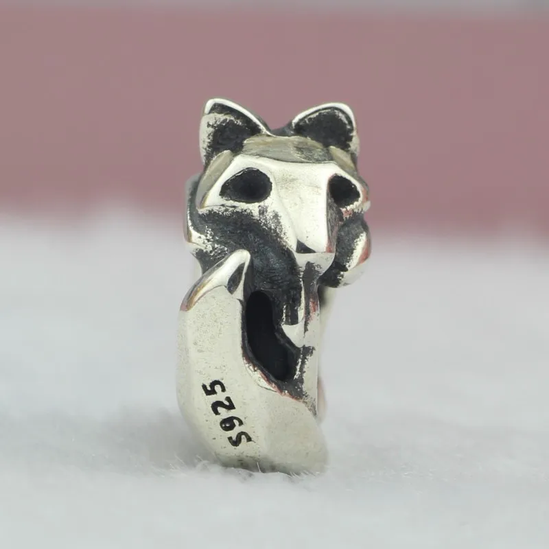 

925 Sterling Silver Fox Spacer Stopper Charm Bead Fits European Troll 3.0mm Bracelet