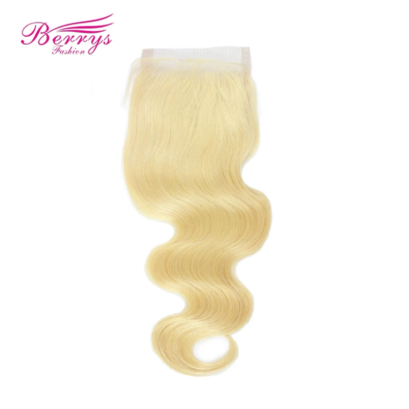 [Berrys Fashion] 613 Brazilian Lace Closure Body Wave Human Hair Bundles Blonde Remy Hair Extensions with Baby Hair Free Part brazilian-body-wave-hair-bundles