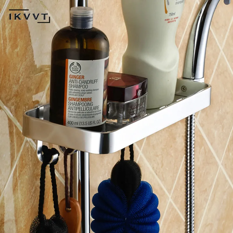 

Bathroom Shelf Shower Storage Rack Holder Shampoo Bath Towel Tray Home Bathroom Shelves Single Tier Shower Head Holder Shelving