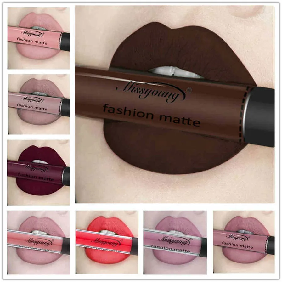 

1PC Sexy Confuse Chocolate Matte Lipgloss Sexy Liquid Lip Gloss Matte Long Lasting Waterproof Cosmetic Beauty Makeup Lipgloss