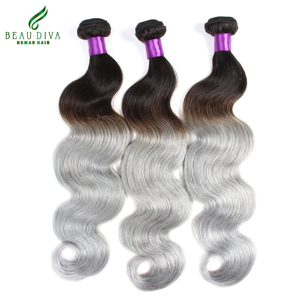 

7A Unprocessed T1B-Grey Brazilian Virgin Hair Cheap Brazilian Body Wave 3 Bundles Human Hair Brazilian Hair Weave Bundles