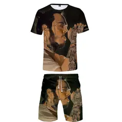 2019 Post Malone комплект из двух предметов футболка и шорты Harajuku для мужчин Post Malone футболка уличная Harajuku короткий рукав плюс размер