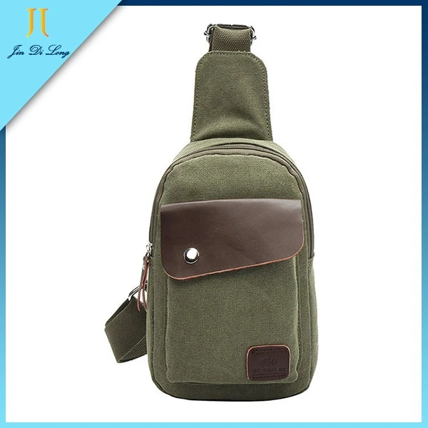 Brand New Style Small Canvas&Leather Men's Chest Bag Pack Crossbody One Shoulder Bag Travel