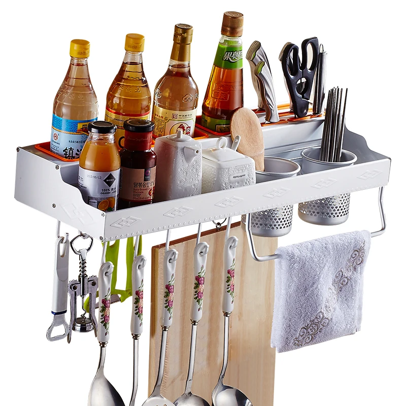 Space aluminum multi-function kitchen shelf wall hanging storage rack seasoning kitchen accessories - 32911383174