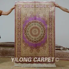 Yilong 3,3 'x5' персидский шелковый ковер фиолетовый ручной работы изысканный Шелковый ковер с восточным рисунком(0072