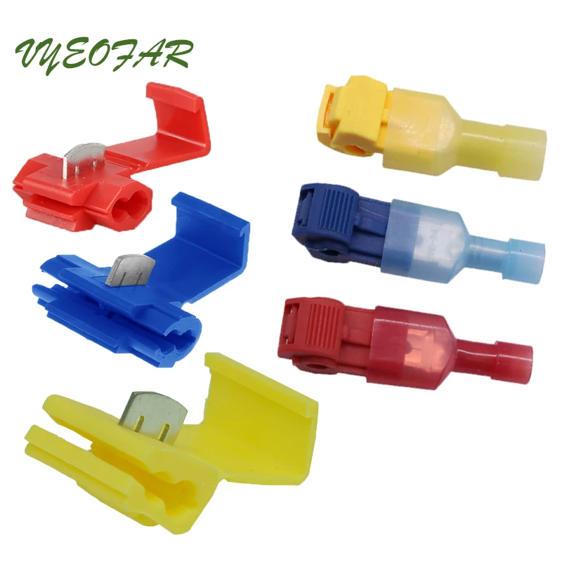 60* 22-10AWG Quick Splice Crimp Terminal Spade Wire Cord Cable Connector Set Kit