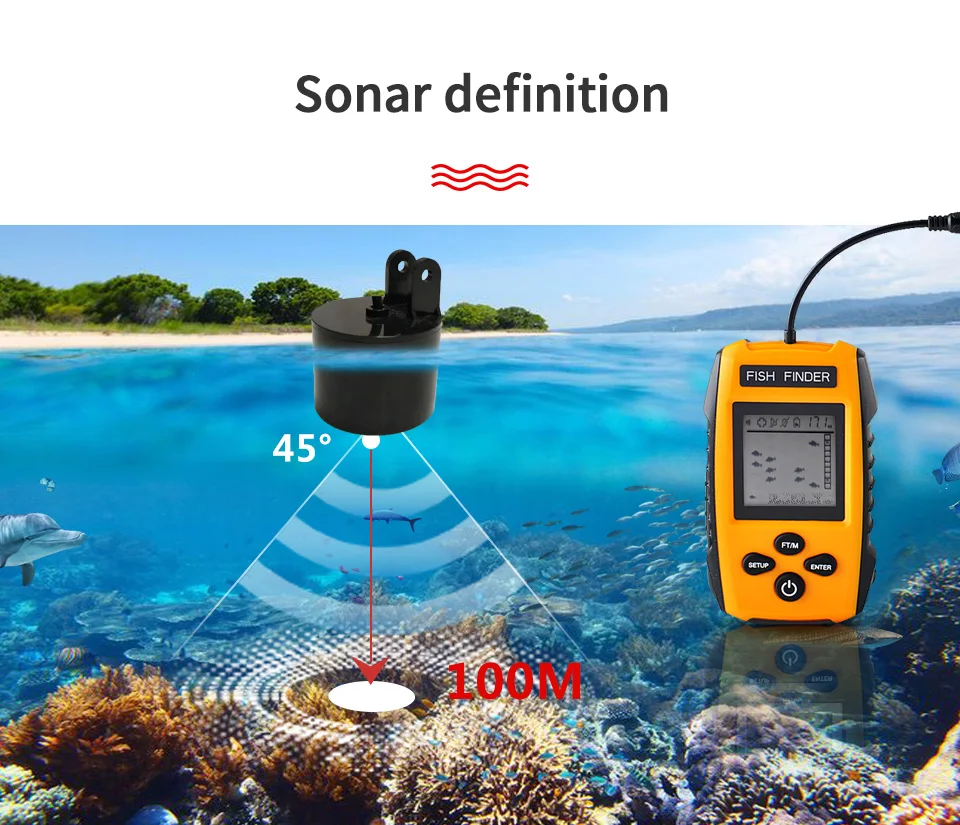 Erchang TL88E Портативный Sonar сигнализации Рыболокаторы 100 м ЖК-дисплей Рыболокаторы s эхолот Рыбалка finder