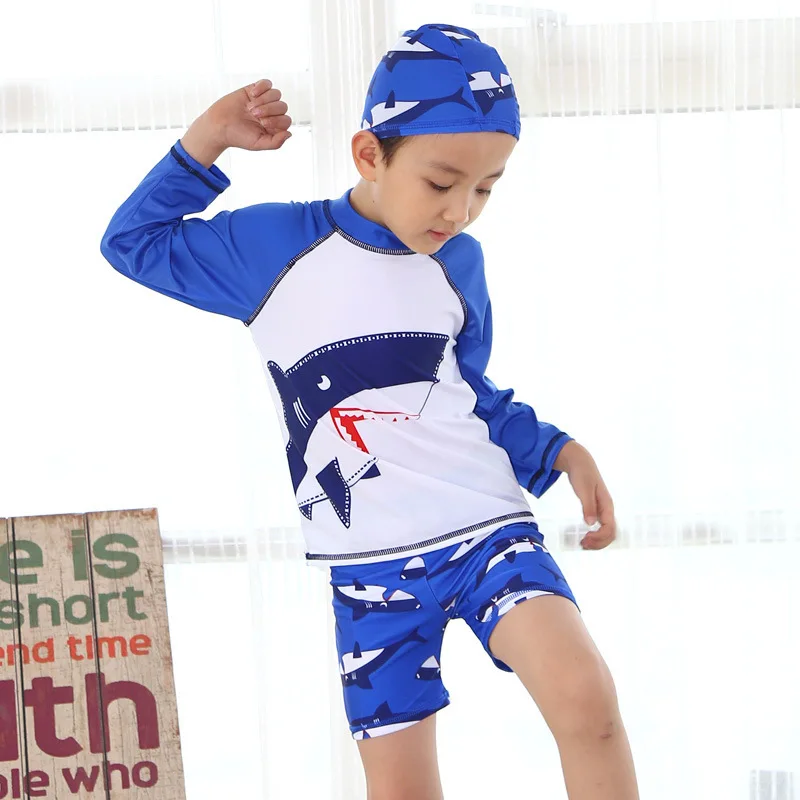 Купальный костюм детское бикини для мальчиков г., детская одежда для плавания в Корейском стиле милая шапочка для плавания из полиэстера с животными