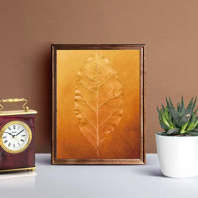 Golden Brown Leaves Old Antique Vintage Canvas Painting Home Decor