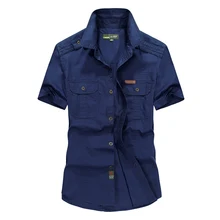 Летний стиль модная брендовая рубашка для мужчин Военная Униформа короткий рукав Твердые Хлопковая мужская рубашка платье рубашка M-5XL chemise homme