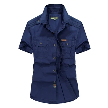 

Summer style fashion brand shirt men military short sleeve solid cotton mens shirt dress M-5XL chemise homme mens clothing