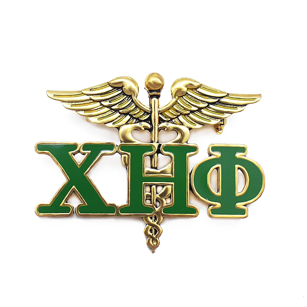 

Popular metal large size wings XHP gold brooch for Greek letter society CHI ETA PHI sorority jewelry brooch