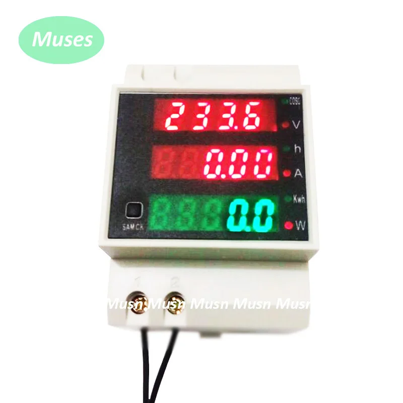 

Din rail LED AC 80-300V 0-100.0A voltmeter ammeter display active power and power factor time Energy meter voltage current