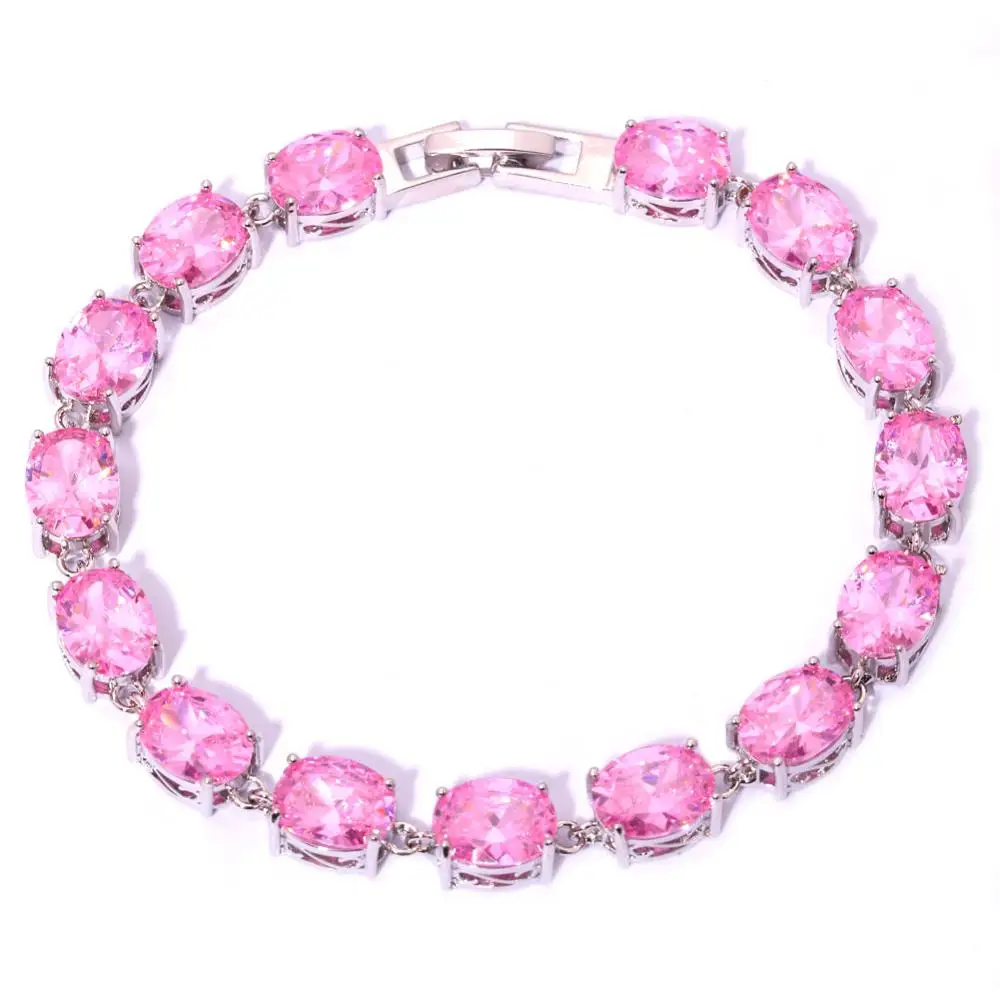 Pink Zircon Silver Bracelets Wholesale & Retail New Style For Women