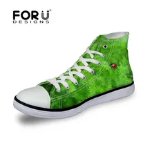 FOURDESIGNS/женская повседневная обувь на шнуровке Обувь для влюбленных обувь с высоким берцем с 3D принтом 10 зеленых растений удобная летняя обувь на платформе