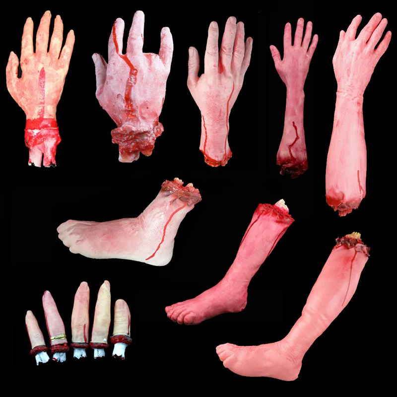 Halloween Cut Off Body Parts Bloody Party Prop Decoration Hand Arm Foot Fingers