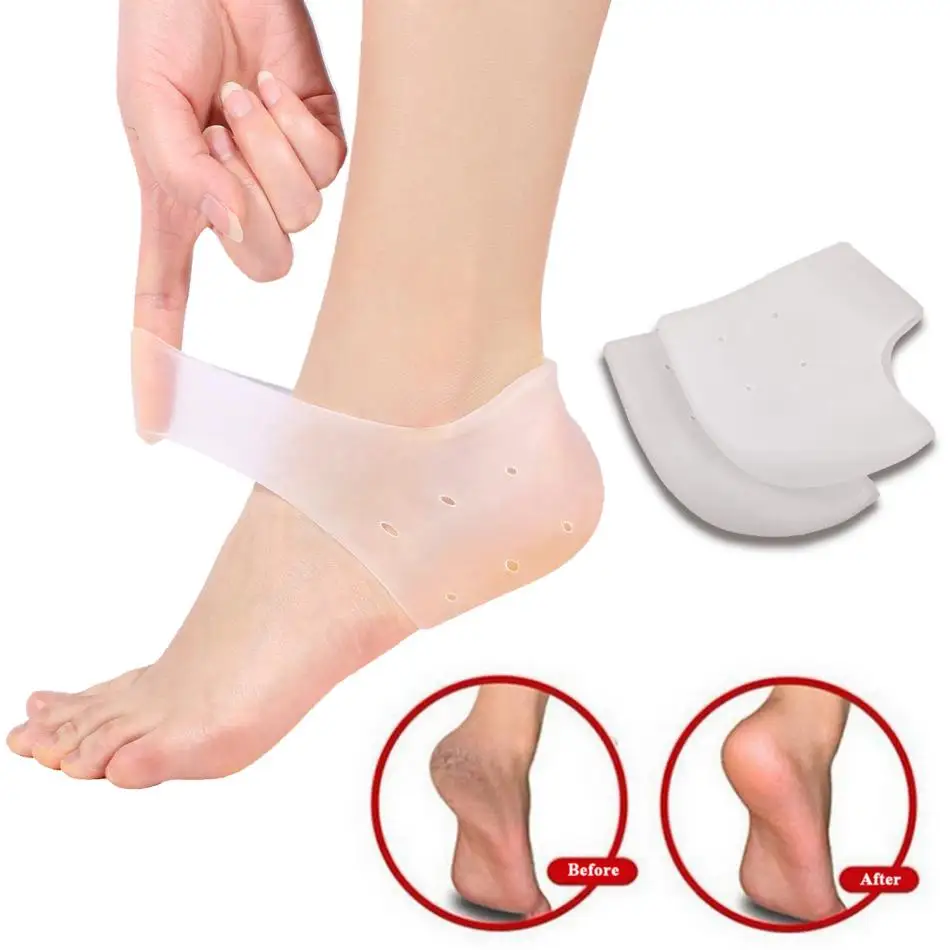 2PCs Silicone Moisturizing Gel Heel Protect Socks Dry Cracked Foot