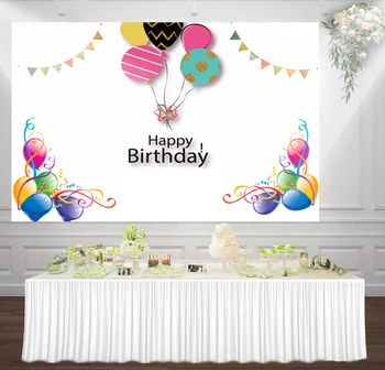 

HUAYI happy birthday colorful balloon for baby girl Birthday Party Baby Shower decor Photography Backdrop photo Background sm223