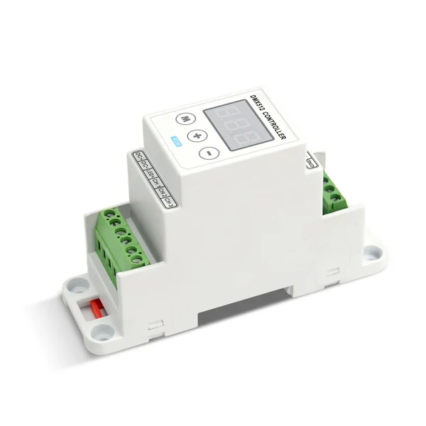 

DIM101M-DIN; 5A*3channel 12-24VDC Button Connector Constant Voltage DMX Decoder