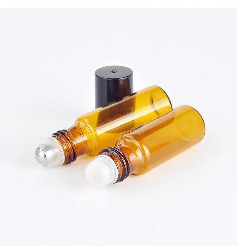 Garrafa de Óleo Rolo na Garrafa de Metal Lote Mini Portátil Âmbar Essencial Vazio Perfume Bola Rolo Marrom Óleo Frascos 100 Pçs - 5ml 5 garrafa de óleo essencial vazio perfume rolo