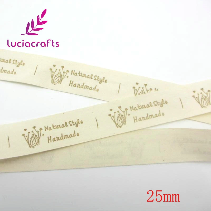 Lucia crafts 5y мульти опция "Hand made" дизайн печатных хлопчатобумажная лента DIY Швейные и упаковочные аксессуары Q0402