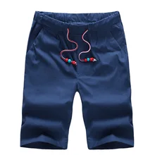 Шорты Для мужчин красивые летние Повседневное Для мужчин шорты модные Лен Тонкий бермуды Masculina пляжные шорты брюк по колено шорты K152