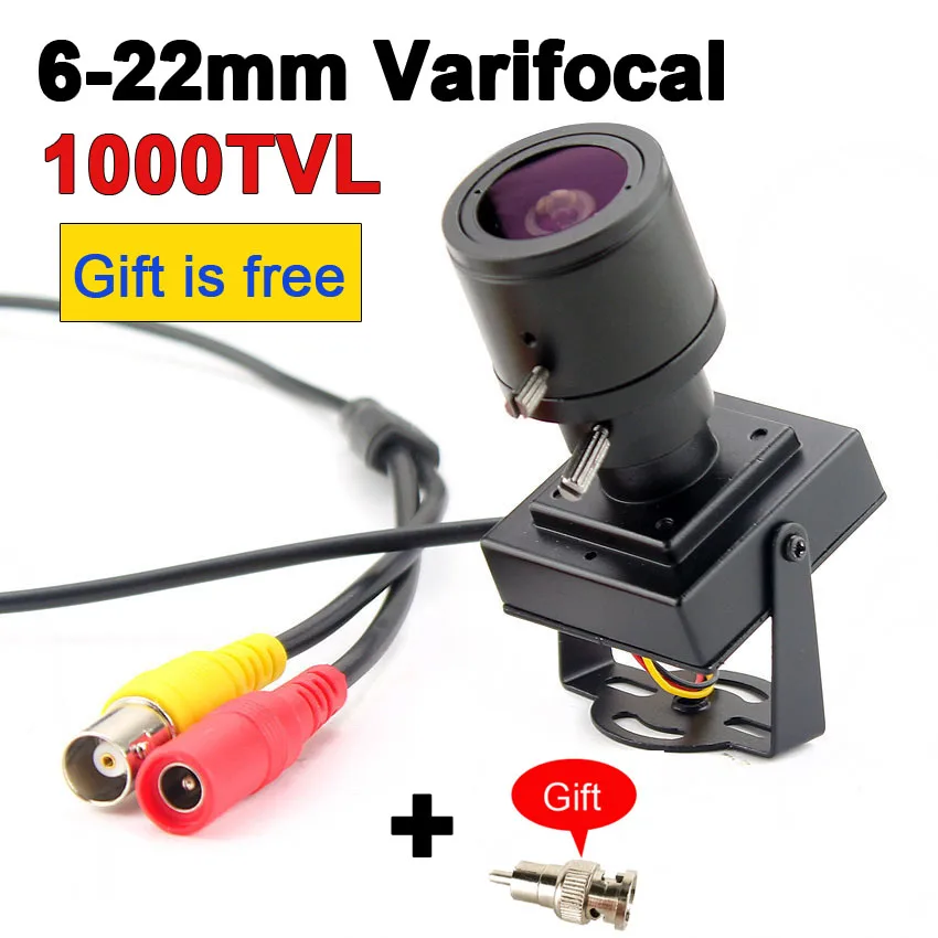 

6-22mm lens Varifocal Mini Camera 1000tvl Adjustable Lens+RCA Adapter For Security Surveillance CCTV Camera Car Overtaking