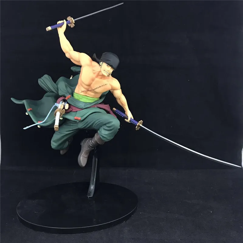 

One Piece Roronoa Zoro Three-knife Jumping Ver. PVC Action Figures OP 3D2Y Ronoa Zoro Ghost Cut Luffy Sanji Model 26cm