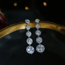 Mejor nueva moda clino diseno gota de agua cubicos циркония largo cuelgan los pendientes для женщин