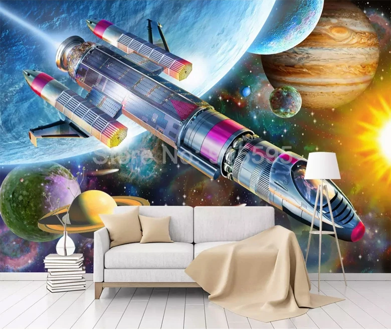 foguete de desenho animado sala de criança quarto de crianças