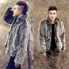 Мужские пальто с воротником-стойкой из искусственного меха кролика Серебряная норка меховые куртки зимние пальто парка Большие размеры XL-XXXL ветровка пальто