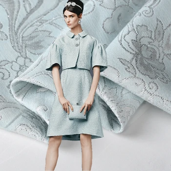 

2018 limited new RuHuaShiJin yarn-dyed Metallic bright thread jacquard fabric for dress coat telas tecido tissus au metre tissu