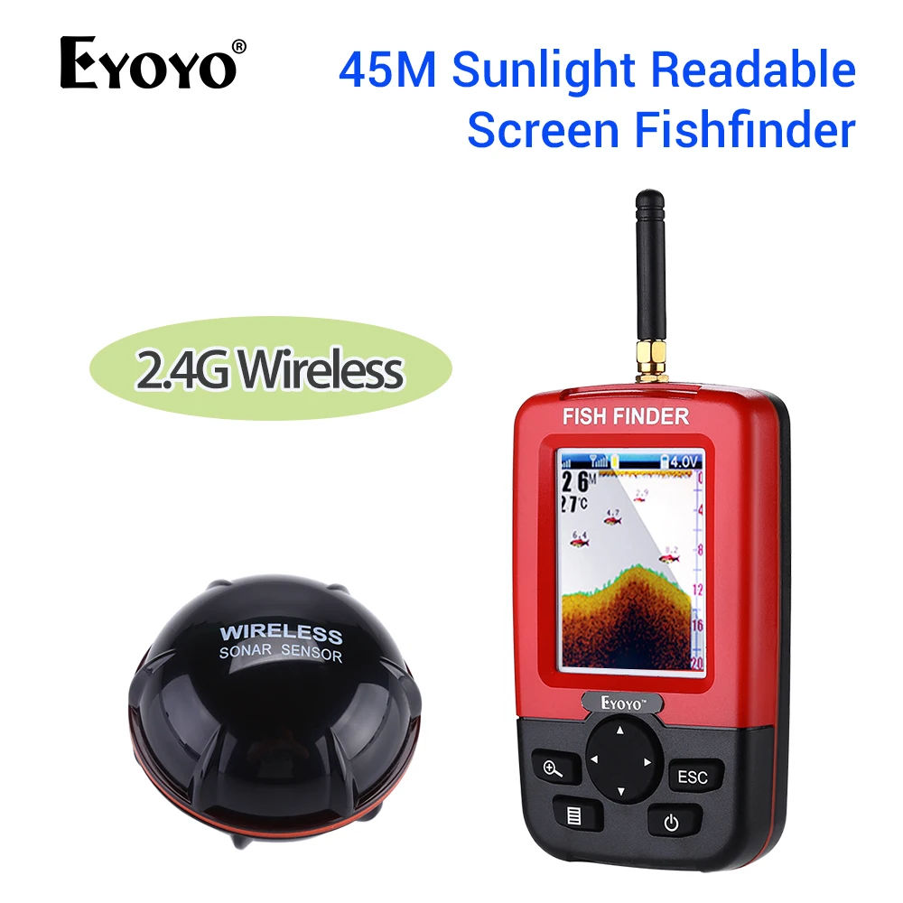 

Eyoyo JX02 2.8" LCD Screen Fish Finder Portable Wireless Sonar 48M/160ft Depth Lake Fish Detect Professional Fish Finder