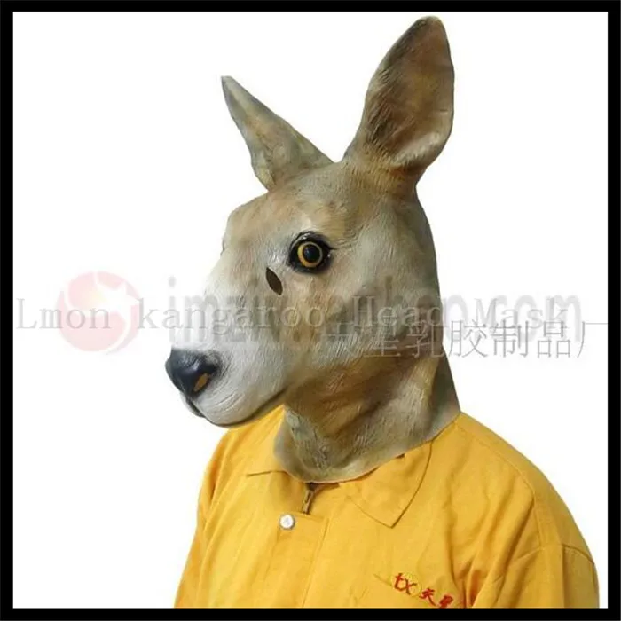 

Free shipping Halloween Cosplay Animal Head Mask Deluxe quality latex realistic kangaroo mask for party cosplay China factory