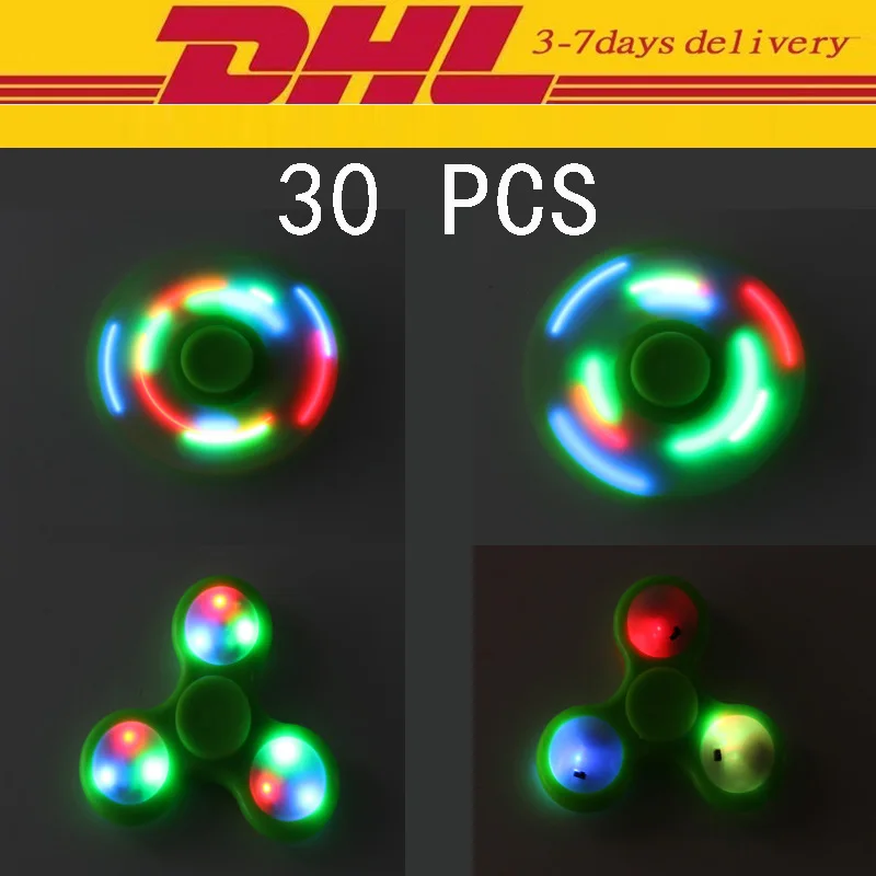 

30 Pcs LED Light Fidget Spinner Finger EDC Hand Spinner For Autism ADHD Relief Focus Anxiety Stress Toys Handspinner By DHL