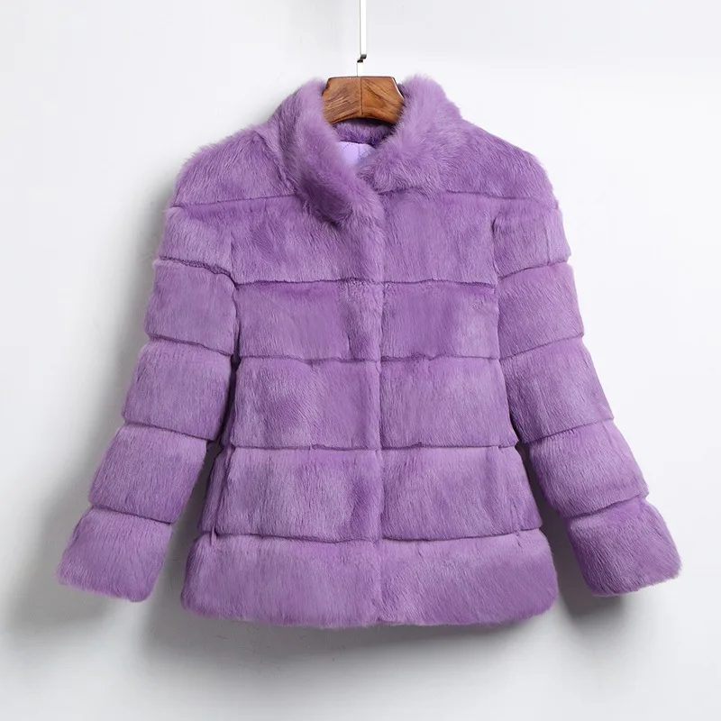 Женская куртка из натурального кроличьего меха TopFurMall короткие пальто на осень и