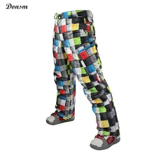 New brand colorful Grid winter warm thick waterproof windproof ski font b pants b font men