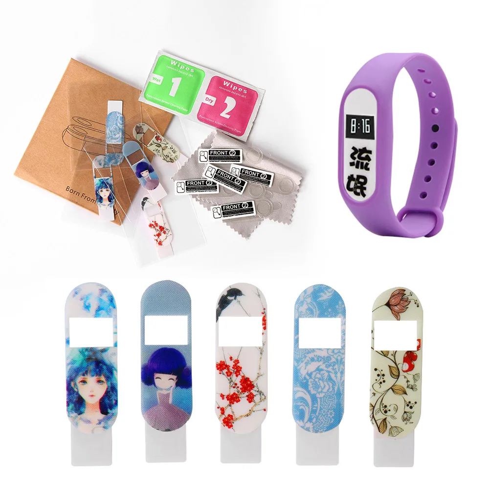 

5pcs/set Colorful Cartoon Screen Protector Smart Wristband Full Coverage Ultrathin Screen Protective Film for Xiaomi Mi Band 2