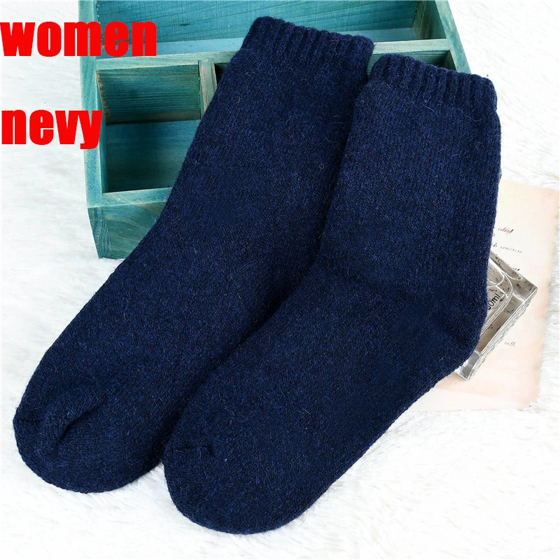 3 пары = 6 штук зимние новые толстые носки из кроличьей шерсти женские зимние махровые носки однотонные супер толстые зимние носки - Цвет: women nevy