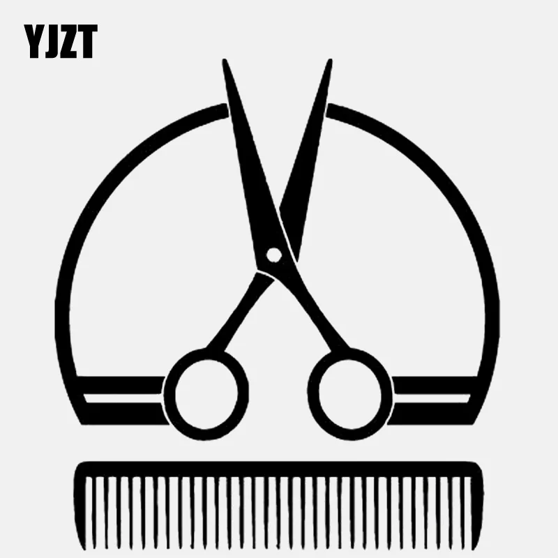 YJZT 11.9CM*13.3CM Scissors Comb Brush Barbershop Vinyl Window Decoration Car Sticker C22-0237 | Автомобили и мотоциклы