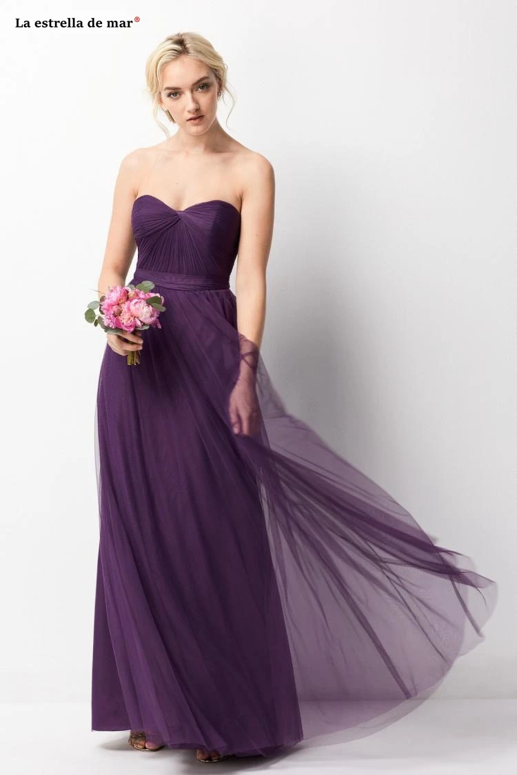 Vestido para una boda2019 Новое сексуальное платье из тюля с v-образным вырезом фиолетовое платье подружки невесты в пол свадебное платье для гостей