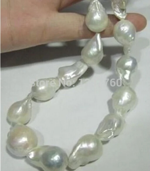 

Free Shipping charm Jew.270 NEW 10-16mm SOUTH SEA WHITE BAROQUE PEARL NECKLACE 18"