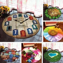 Настенные часы с цветочным принтом, круглые ковры для дома, гостиной, компьютерного кресла, коврики, Детская игровая палатка, коврик для пола, коврик для одежды